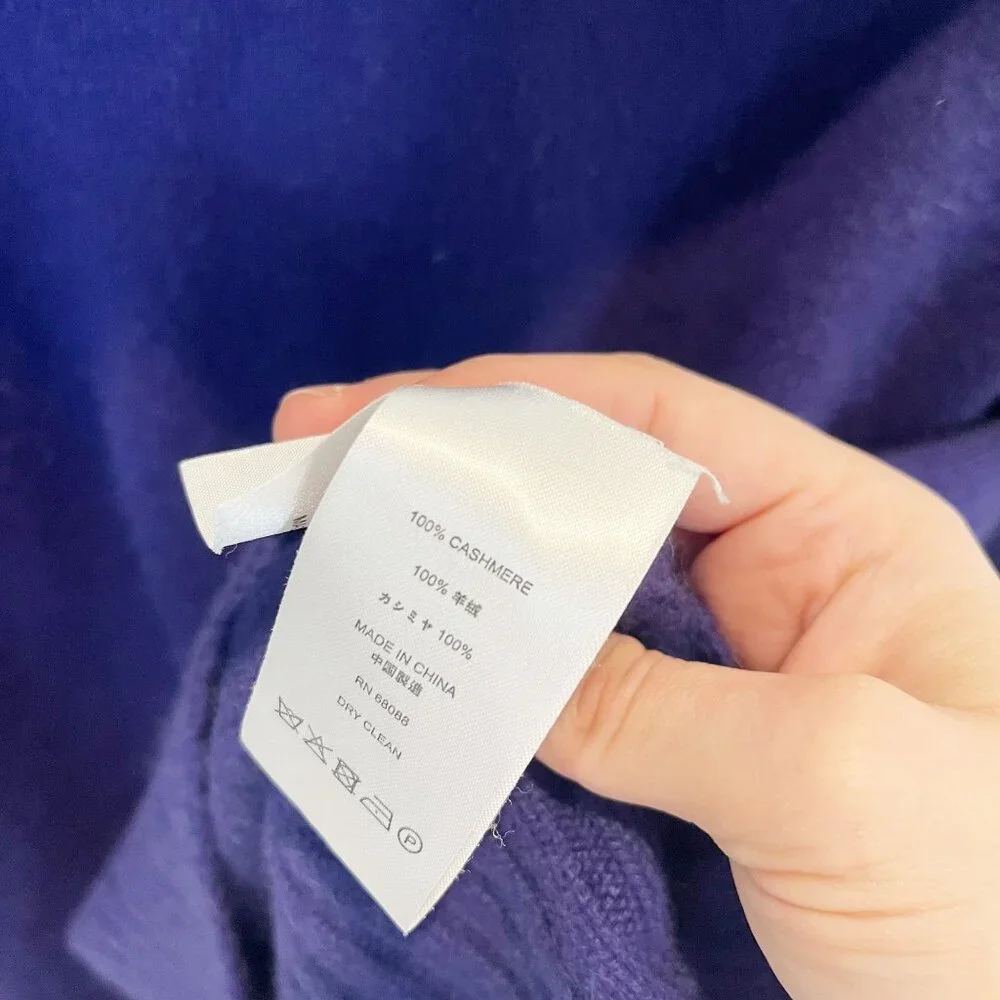 TSE Purple Cashmere Pullover Sweater Foldover Collar Shawl - Size Medium‎